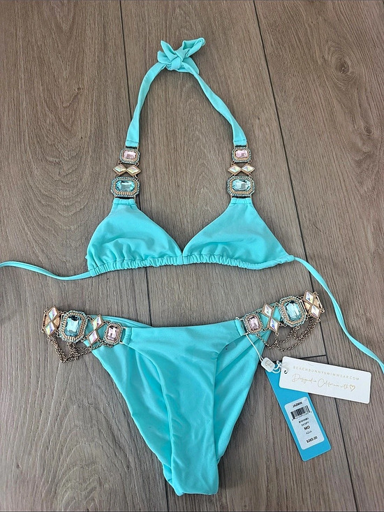 Beach Bunny Other - Beach Bunny Jazmin Bikini Embellished Blue